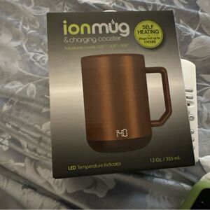SOLD IonMug Self-Heating Mug with Charging Coaster - Brown